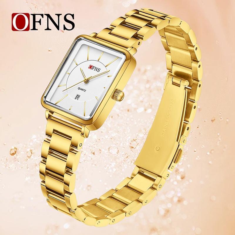Women's Retro Square Watch Simple Three Needle Waterproof Calendar Display Light Luxury Elegant Quartz Watch