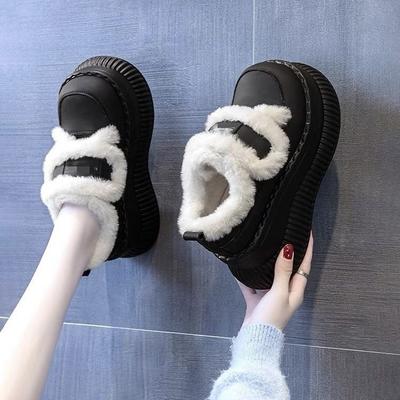 Winter Velcro Snow Boots Fleece New Thick-soled Warm Large Cotton Shoes Short Boots