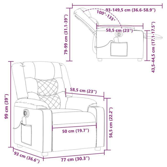 VidaXL Fauteuil de massage inclinable électrique Vert foncé Tissu 3310257