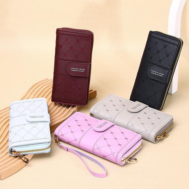 Women's Long Fashion Wallet - Large Capacity Zipper Purse for Coins and Mobile Phone
