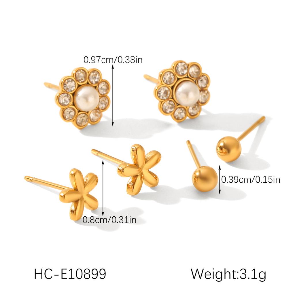 Luxury Light Luxury Earrings Set Versatile Zircon Studs And Pearl Flower Dangle Earrings