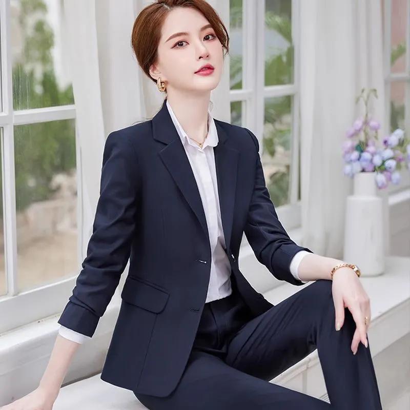Damen Blazer Damen Langarm Damen Business Arbeitskleidung Slim Formaljacke für Herbst
