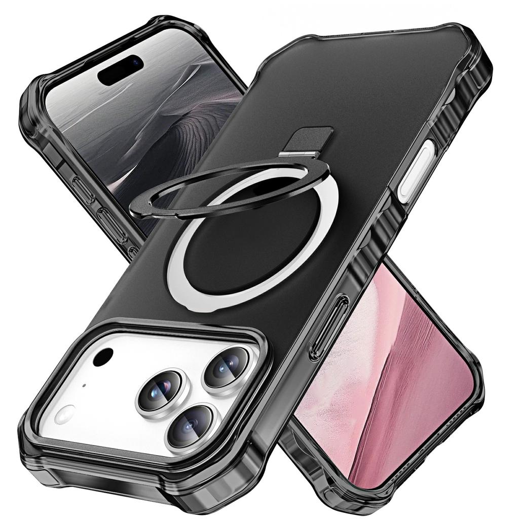 For iPhone 17 Pro Max Case Compatible with MagSafe Matte Kickstand Hybrid Phone Cover Small Wavy Edge