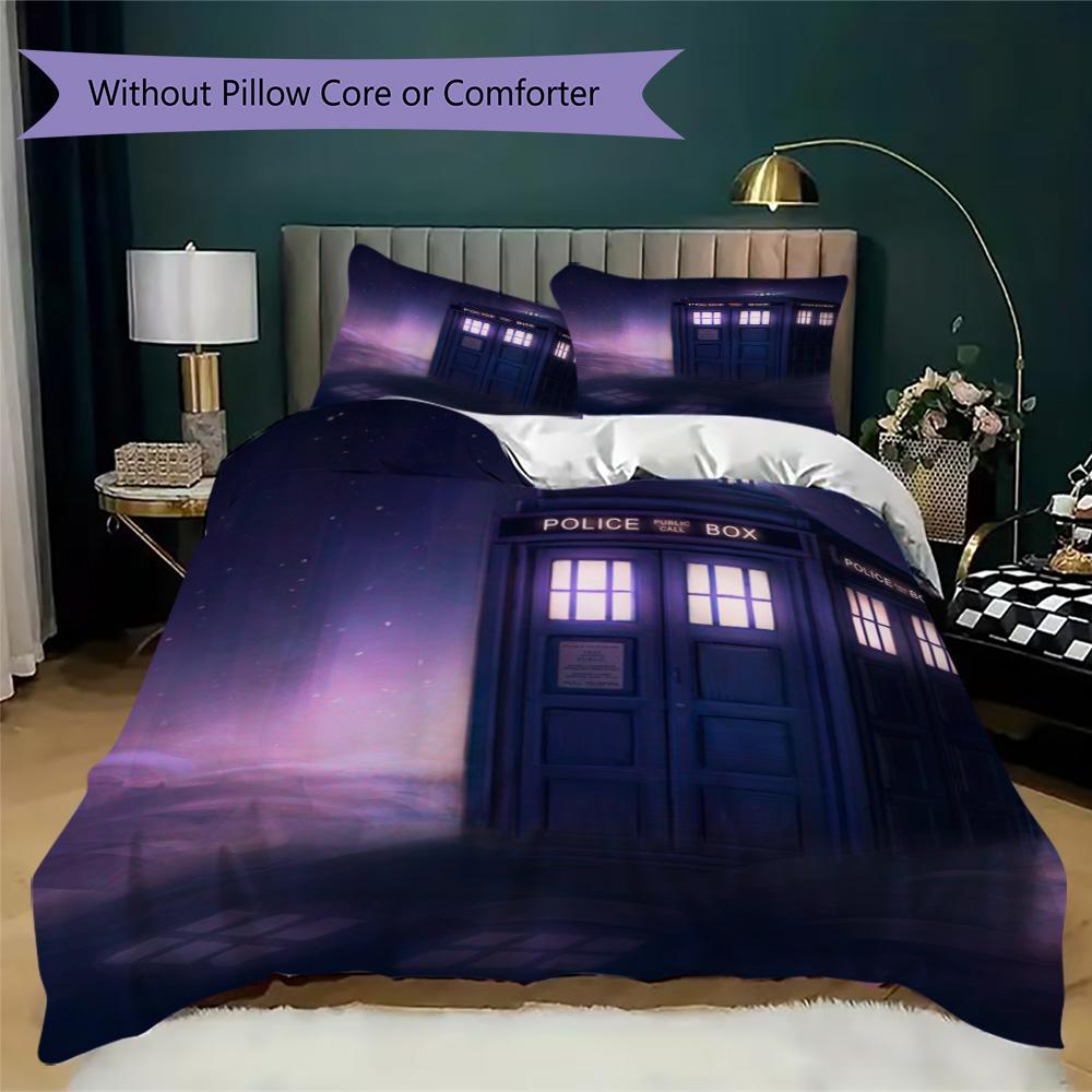 Dark-themed Doctor Who Pattern Bedding,Quilt Set Quilt Cover Pillowcase Home Birthday Gift (1*duvet Cover+2*pillowcase,without core)NSJT0928195