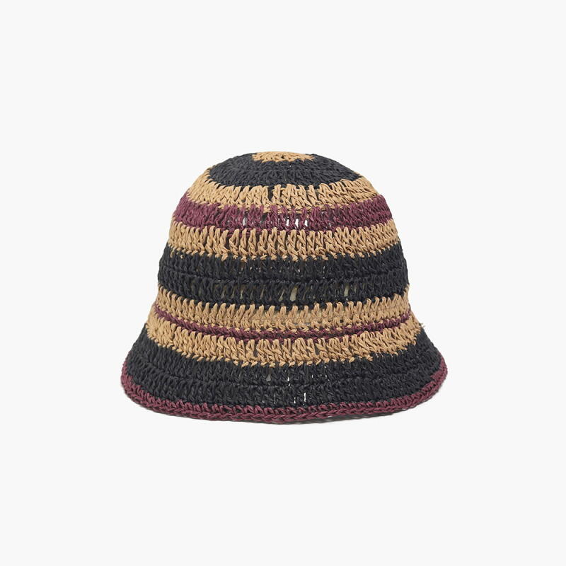 Женская полосатая контрастная кепка с коротким козырьком C8191_Sora