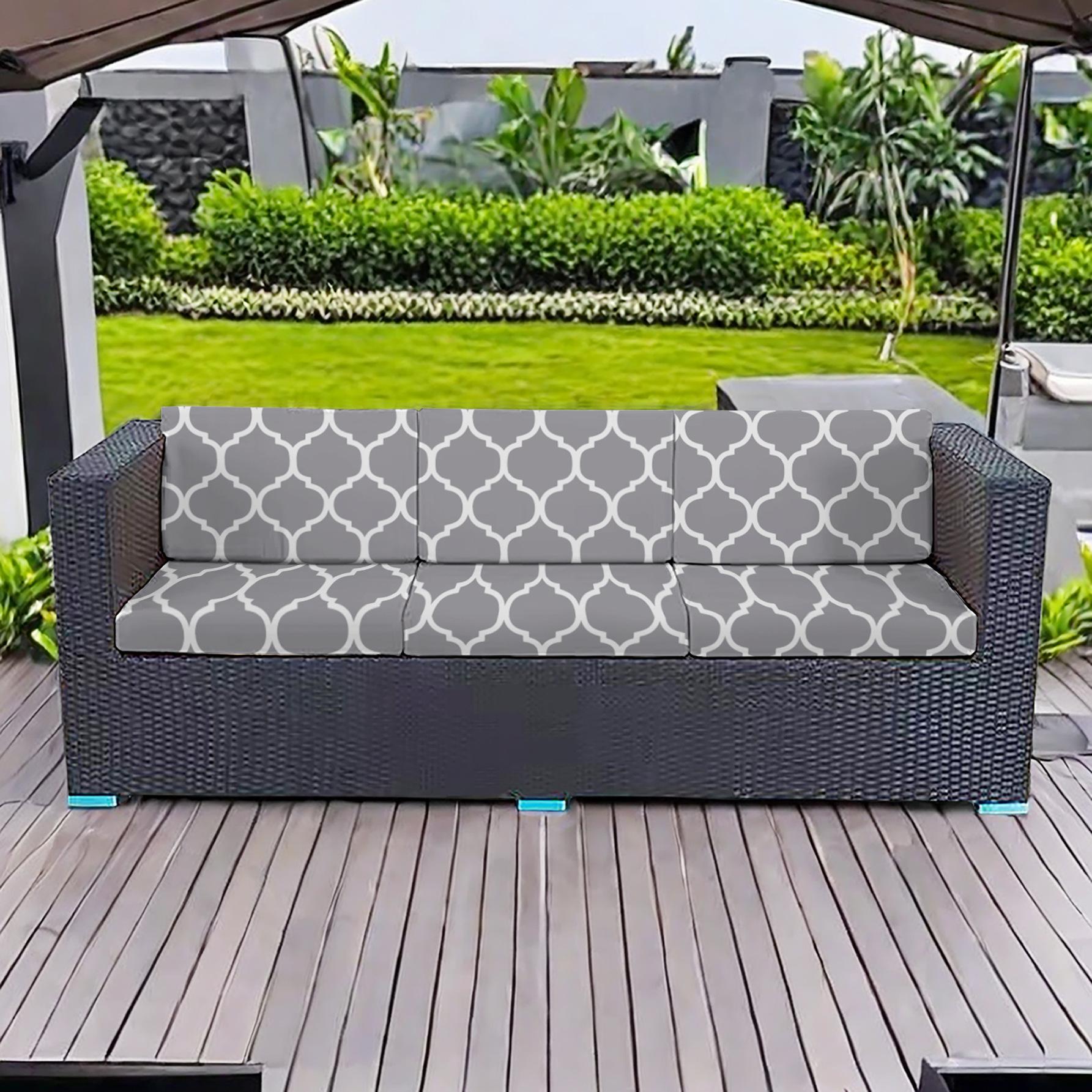 

1/2/3 Seater Water-resistant Patio Furniture Seat Slipcovers Outdoor Elastic Cushion Cover Patio Stretch Sofa Cushion Cover S