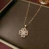 European & American Women's Zircon Flower Necklace & Rotatable Pendant Earrings Set