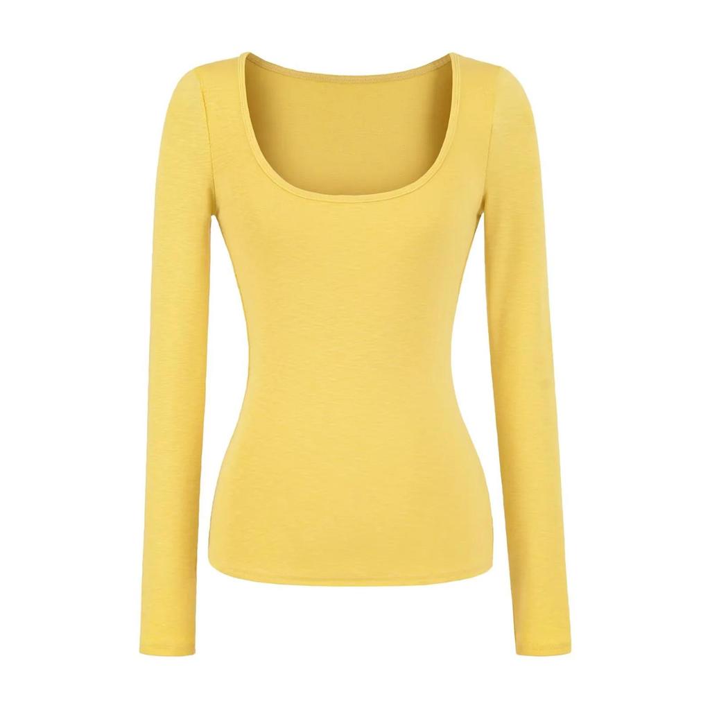 American Spice U-Neck Snowflake Cashmere Long-Sleeve Women's Slim Fit T-Shirt for Spring/Autumn