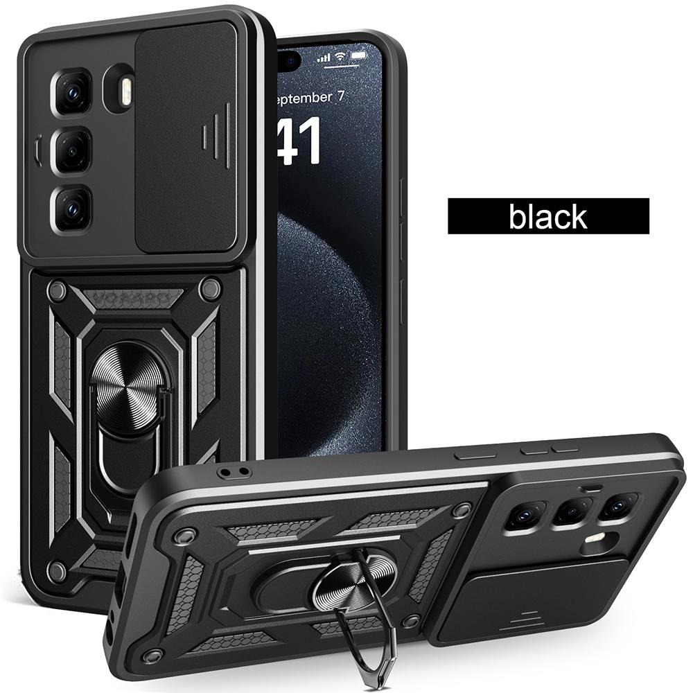 Slide Lens Armor Funda for Infinix Hot 60i 4G Case Magnetic Ring Stand Holder Cover for Infinix Hot 50 5G 60 5G Pro Plus 4G Case