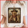 Labrador Retriever Cowboy Western Smoking Dog White Cotton T-Shirt S-5XL