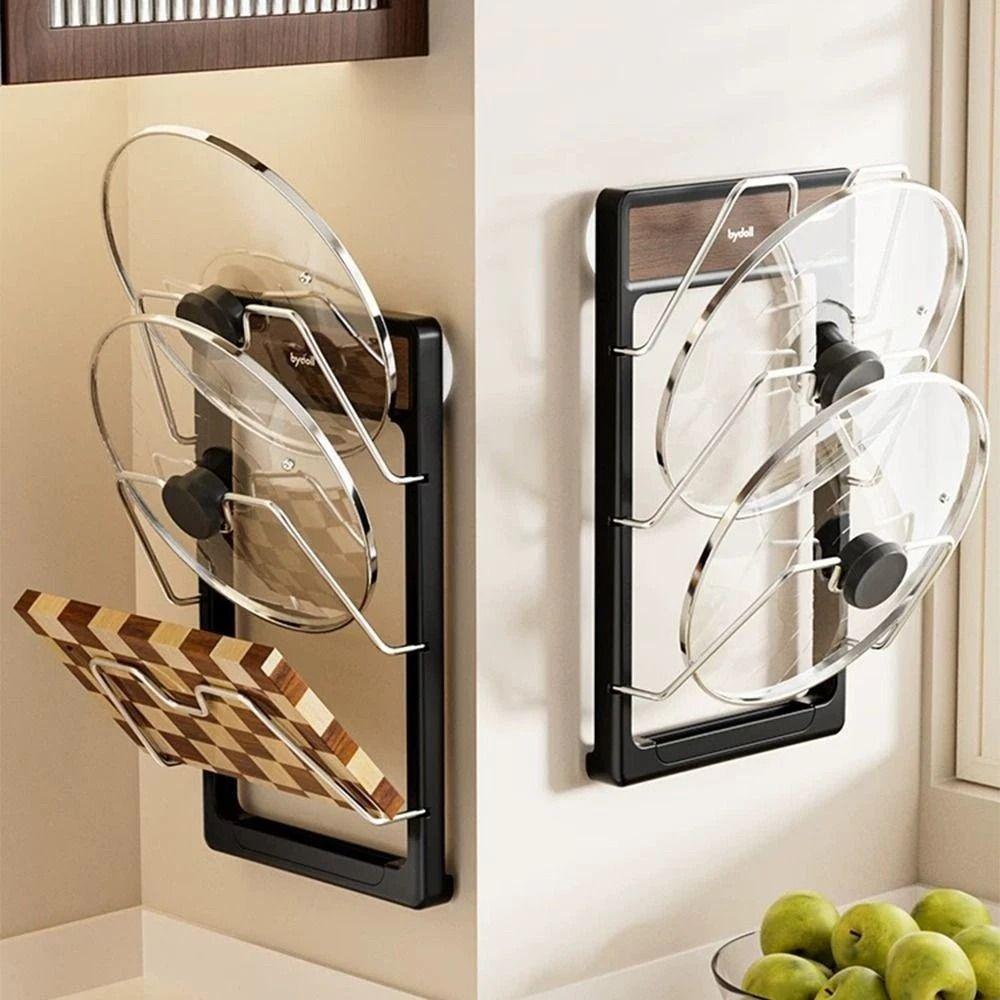 Suction Cup Pot Lid Rack 3 Layers Shoe Storage Shelf Portable Kitchen Organizer Rack  Home