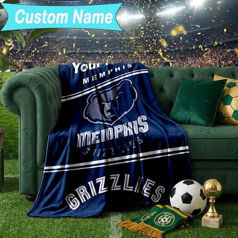 Custom Name Blanket City Grizzlies Bear Logo Blanket Bedding Blanket for Travel, Camping, Living Rooms, Offices, Sofas, Fan Christmas gift