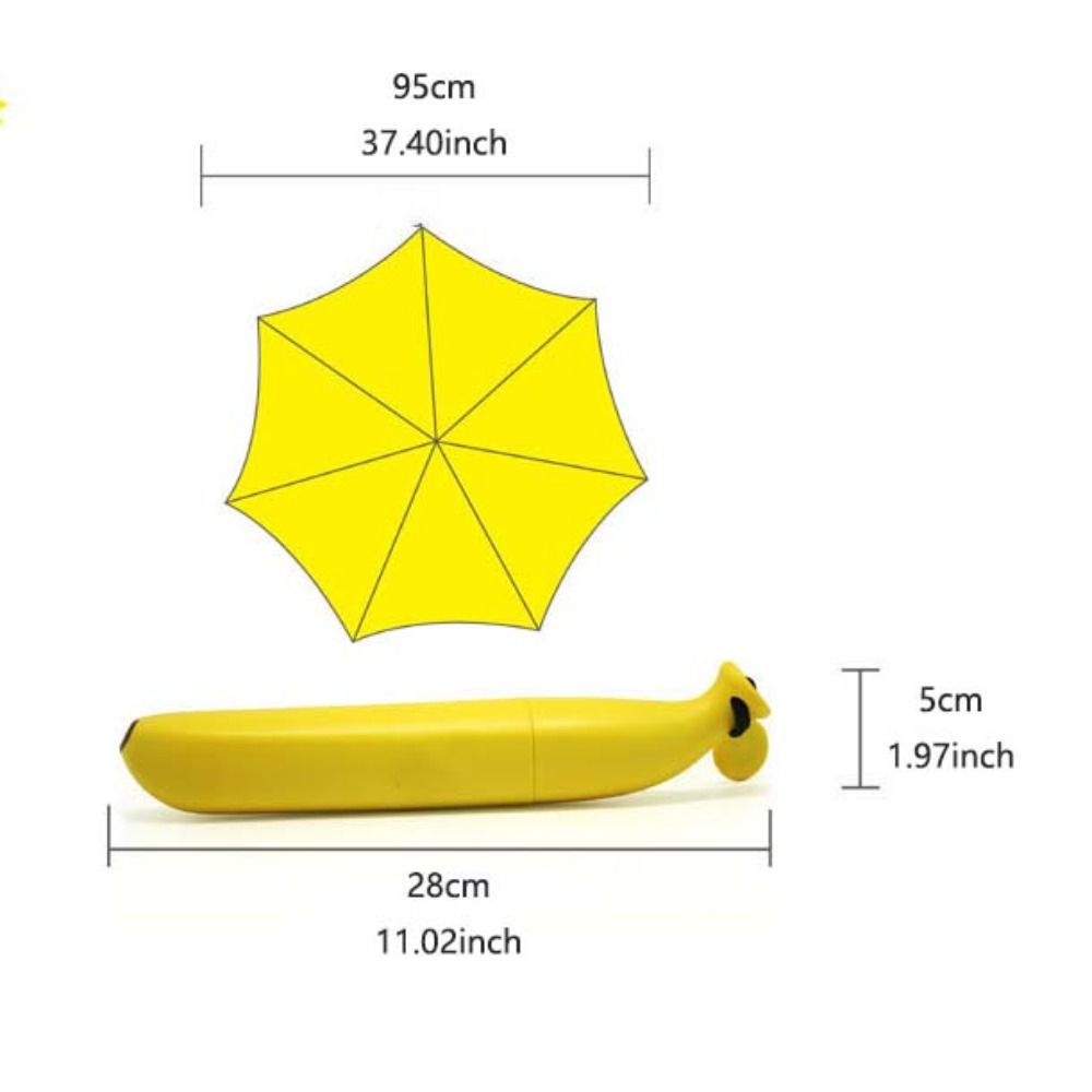 8-Ribs Funny Banana Shape Umbrella Solid Color Cartoon Children's Umbrella  Girls