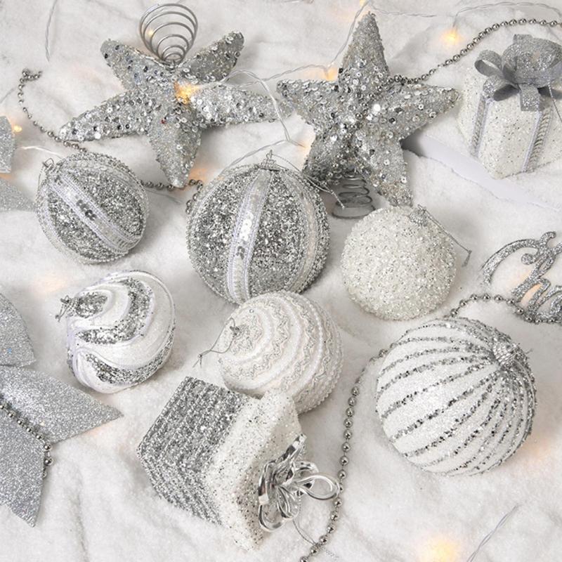 8Pcs Glittering Christmas Ball Ornament Shatterproof Decorative Baubles Christmas Tree Decorations For Wreath Door Wall