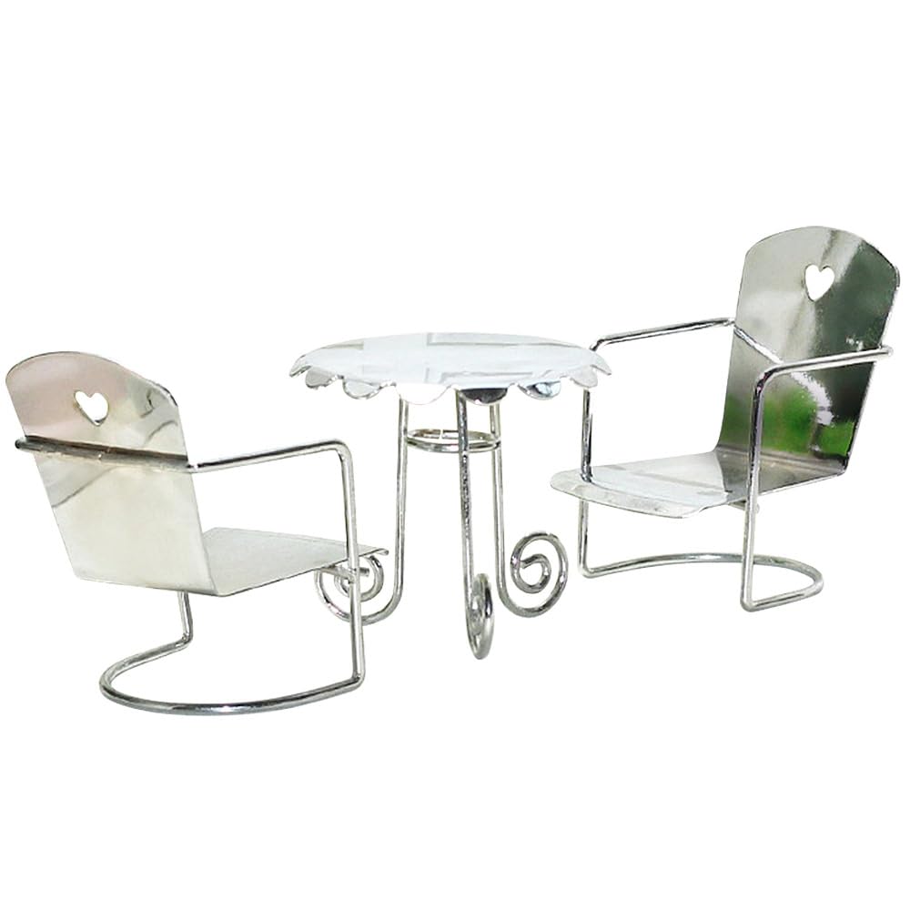 

moin moin Scale Miniature Furniture Set Dollhouse Realistic Doll Stylish Item 2406mini47 1/12 (Table & Chairs) / Silver, Accessories,