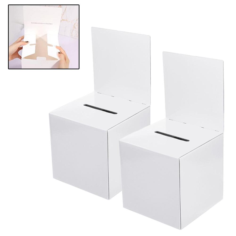 2 Pcs Ballot Box Donation Box With Removable Header Board Suggestion Box White Portable Donation Box