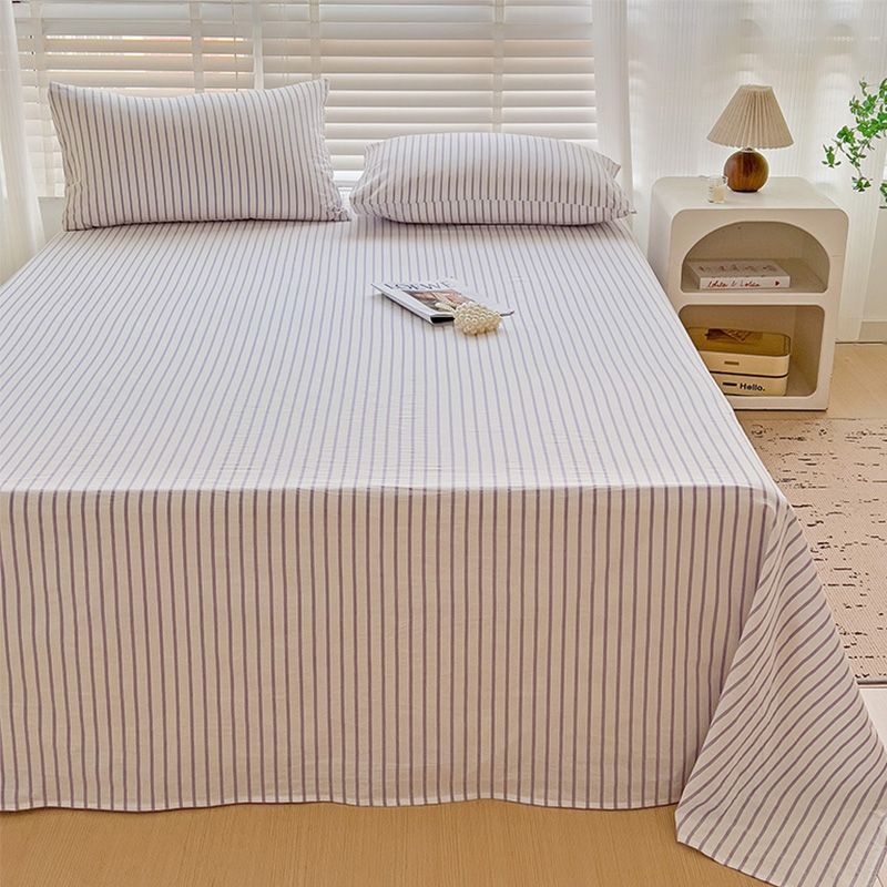 Minimalist Striped Washed Cotton Bed Cover For 1.8m Bed, Household & Student Dormitory