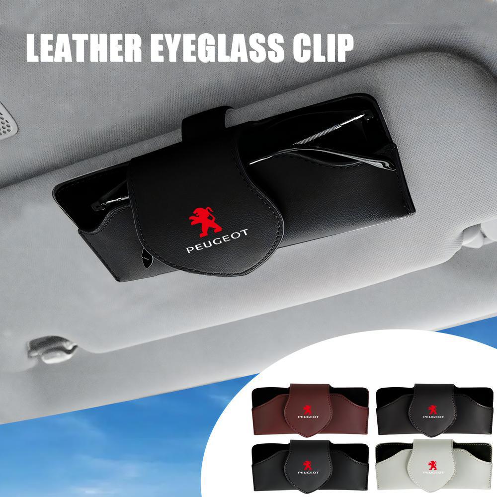 PU Leather Car Sun Visor Glasses Clip Sunglasses Storage Bag Organizer Case For Peugeot 208 206 2008 3008 308 207 107 307 Key