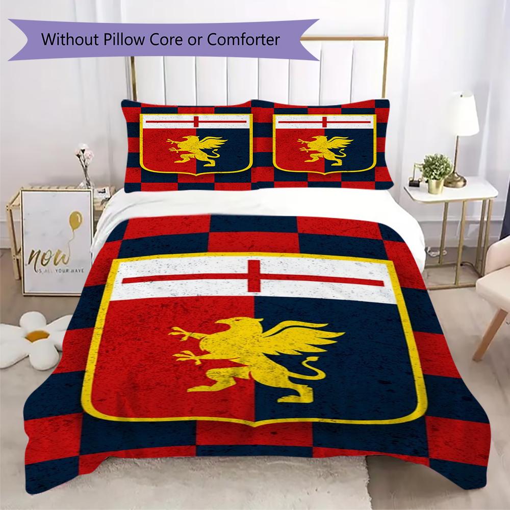 Genoa CFC Pattern Bedding,Quilt Set Quilt Cover Pillowcase Home Birthday Gift(1 * Duvet Cover + 2 * Pillowcase, Without Core)_lx