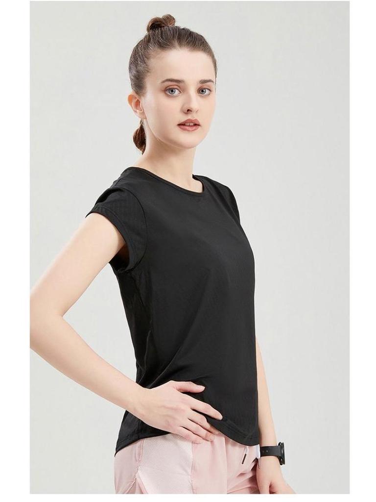 Women's Breathable Summer Sports T-Shirt - Moisture-Wicking, Round Neck, Short Sleeve, Dance & Fitness Style