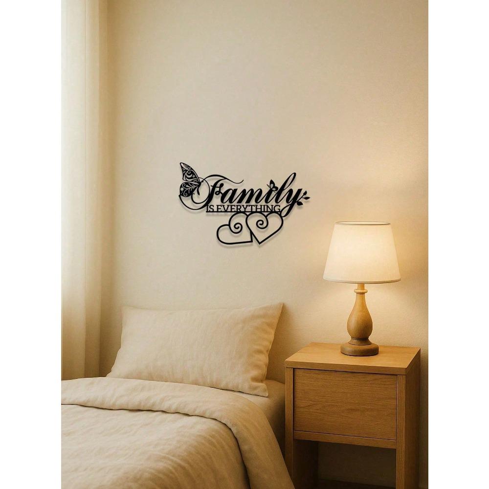 Black Metal Family Wall Art Minimalist Home Decor Gift for Living Room