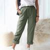 Damen Leinen Weite Hosen Elastischer Bund Lässige Lockere Hosen mit Taschen Leichte Alltags Hosen