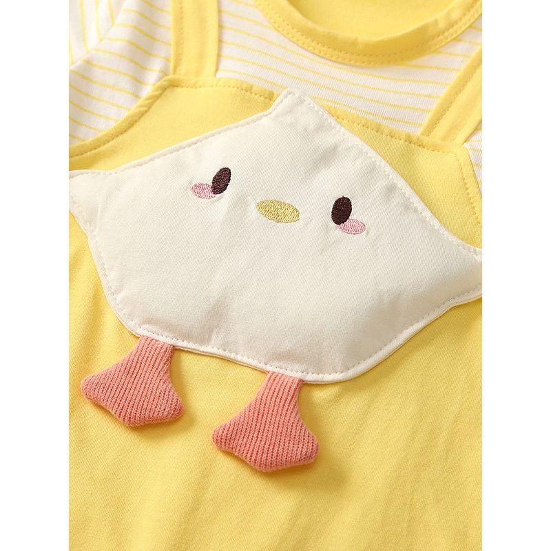 2025 New Style Girls' Pure Cotton Short-Sleeve Romper Newborn Baby Summer Thin One-Piece Crawling Suit Infant Duckling Summer Outfit