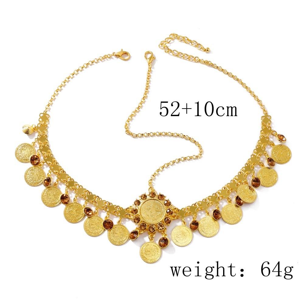 Fashion Simulation Gemstone Decoration Circular Tassel Design Headwear Gold