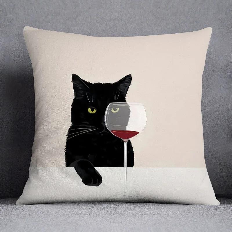 Nordic style cute cat illustration print cushion cover living room bedroom sofa car office seat pillow cover pillowcase