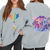Women's Fashion Long Sleeve Print Round Neck Loose Pullover Sweater Top