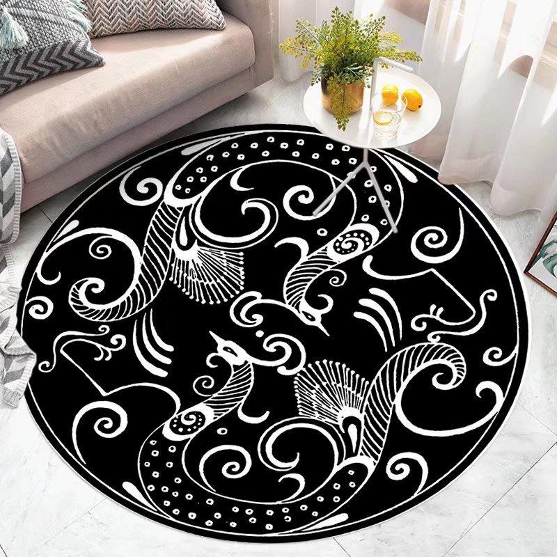 Alfombras redondas para sala de estar, decoración del hogar de área grande Floral Vintage, arte exótico IG bohemio de lujo, alfombras suaves de poliéster para dormitorio