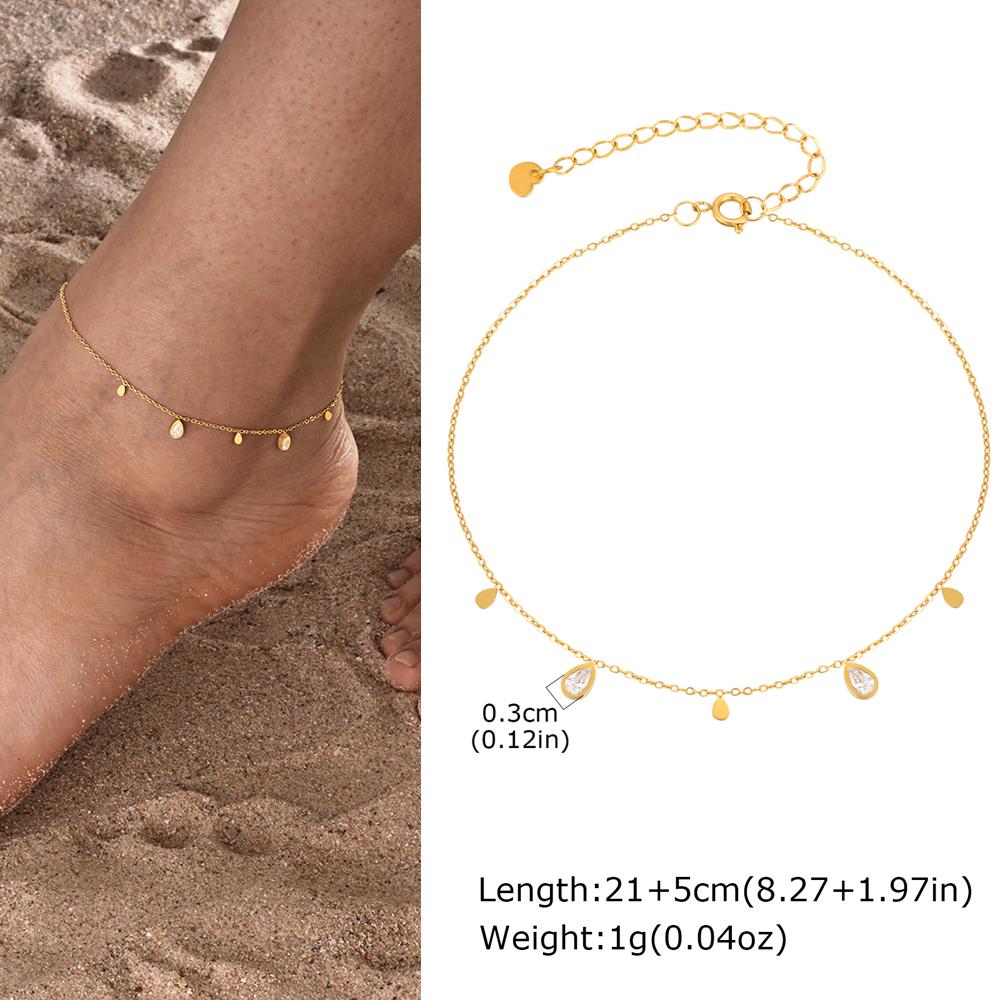 Gold Plated Heart Anklet for Women Stainless Steel Delicate Foot Jewelry Light Luxury Party Gifts for Girl