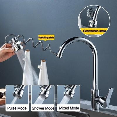 3 Modi Küchenspüle Wasserhahn Verlängerung mit dehnbarem Schlauch 360 Grad drehbarer Wasserhahn Düsenadapter Heim Wassersparender Sprudler