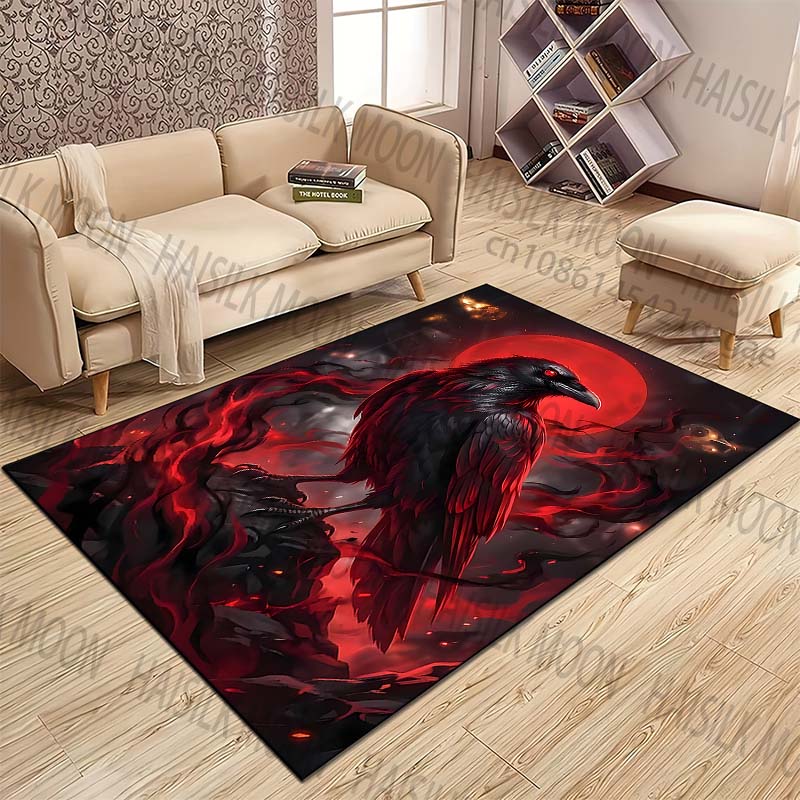 New product Red moon raven red fog Carpet for Living Room Bedroom Bedside Floor Mat Cloakroom Children Playing Mat Area Rug