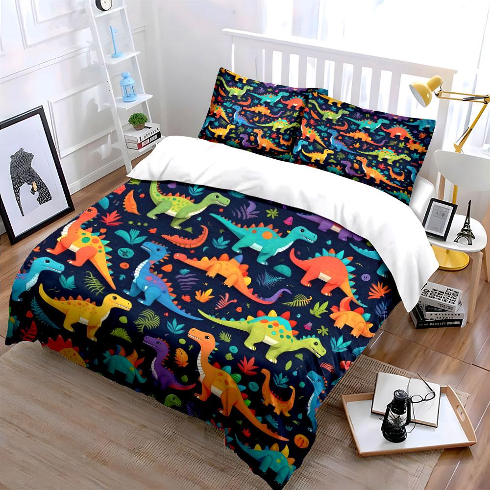 Dinosaur-Themed Colorful Kids Set Exquisite Three-Piece Bedding Set Gift For Kids And Adults