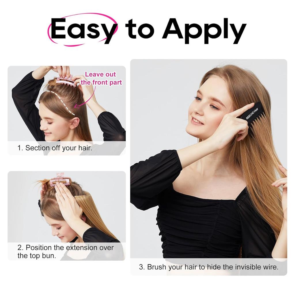 Invisible Wire Hair Extensions 22 Inch Halo Hair Extension Long Wavy Synthetic Hairpiece with Transparent Wire Adjustable Size Clips for Women