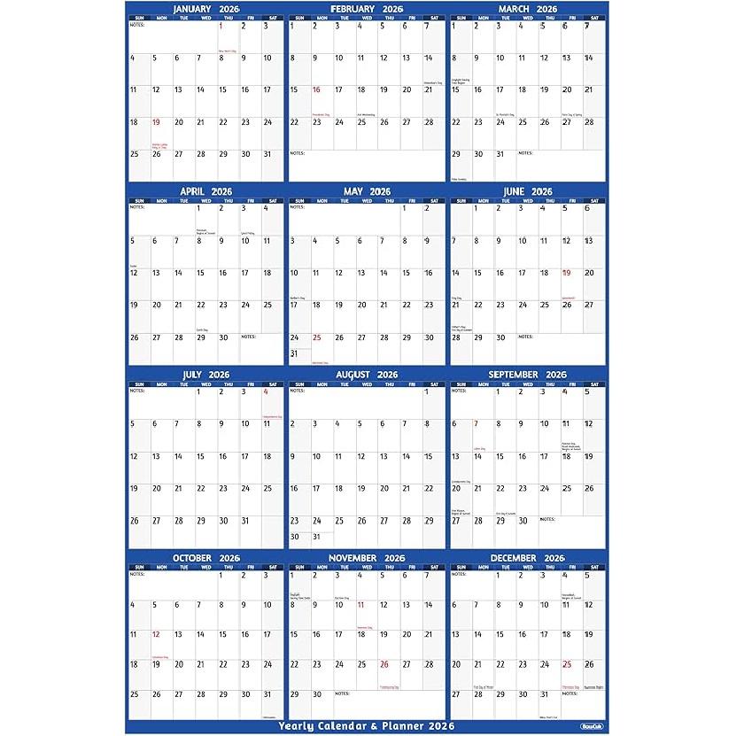 2026 Yearly Wall Calendar - Large Yearly Calendar 2026, Jan 2026 - Dec 2026, 25.2   x 38.2  (Open), 2026 Calendar 12 Months, Yearly Wall Calendar 2026 yearly calendar Sapp