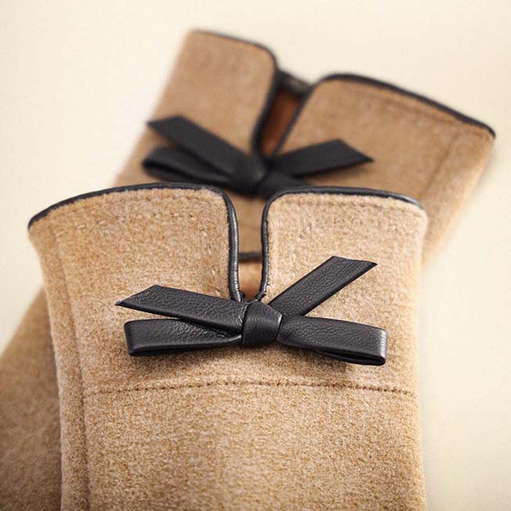 Bowknot  Five Fingers Windproof Non-slip Gloves Women Winter Gloves Women Finger Gloves