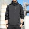 Men's Black Hooded Windbreaker Jacket Functional Outdoor Casual Coat