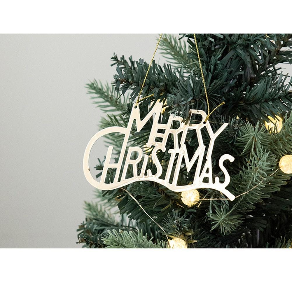Golden Iron Christmas Tree Ornament with Silver Three Dimensional Letter Card for Christmas Holiday Home Decoration