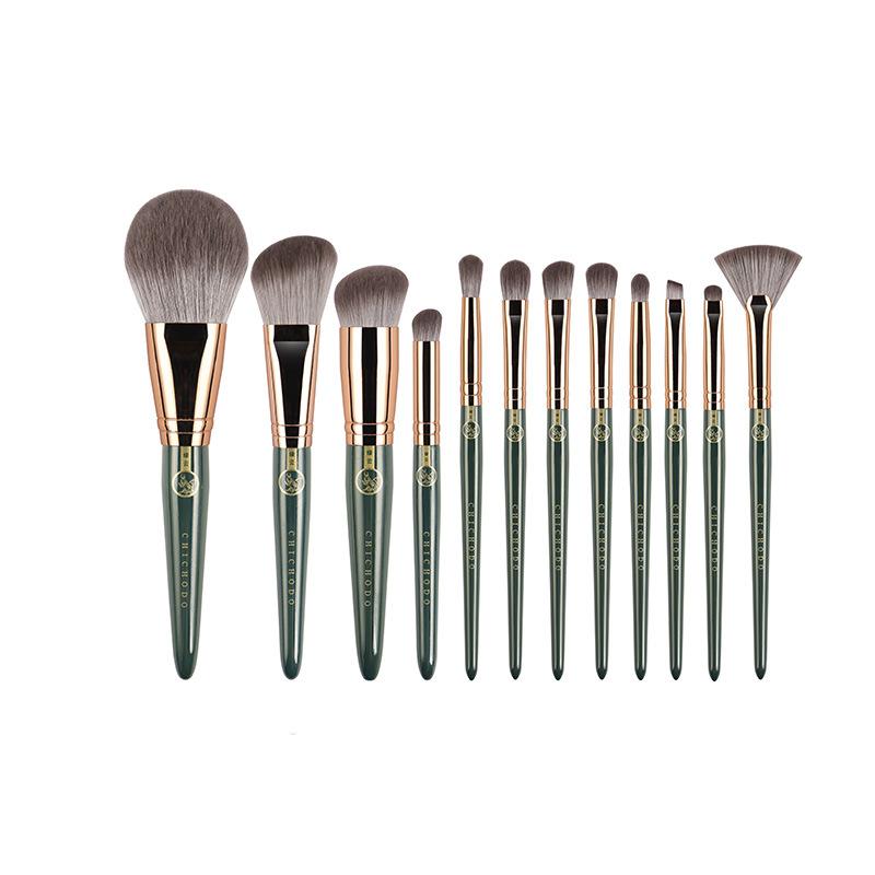 CHICHODO Oliva Green Set di pennelli per il trucco, set di pennelli cosmetici di lusso in setole sintetiche morbide