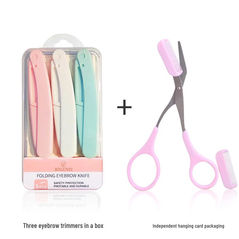 Women's Beginner Safe Foldable Eyebrow Razor Set with Anti-Scratch Design and Replaceable Blades