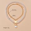 Simple imitation pearl multi-layer necklace retro round iron pendant necklace accessories