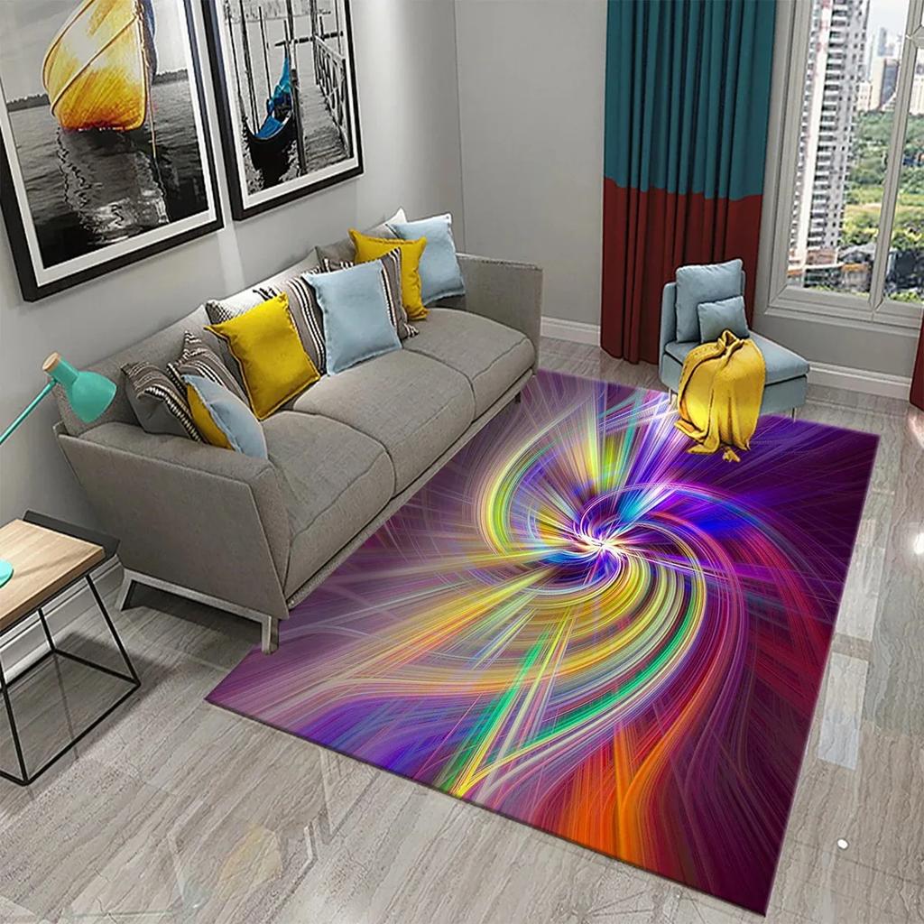 3D bunter fließender Linienwirbel Teppich Stilvoller moderner abstrakter Teppich Wohnzimmer Schlafzimmer Dekor Teppiche Badezimmer rutschfest