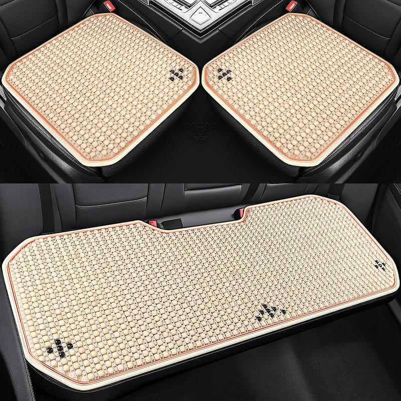 Universal Wood Bead Lumbar Support Car Seat Cushion Set - Cooling, Breathable, All-Season
