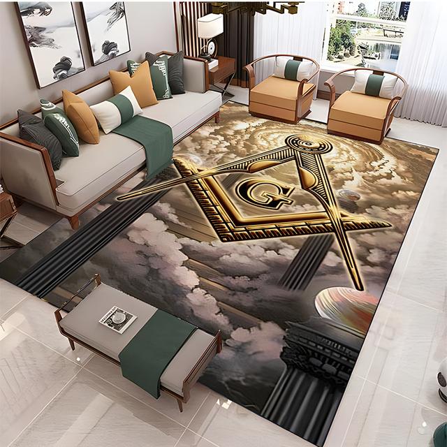 Modern Masonic Living Room Home Decoration Sofa Table Large Rug Bathroom Non-slip Floor Mat