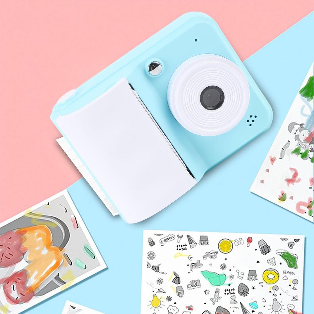 Kids' Instant Print Camera, 48MP HD 1080p Digital Camera with Print Paper for Boys and Girls Ages 3-12, Toy Camera for Toddlers (Blue, 0.6mm Thick)