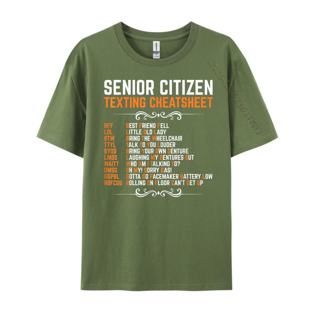 Funny Senior Citizens Texting Code Cheatsheet Grandpa Luxury T Shirt Men High Quality Christmas Valentines Day Gift TShirt