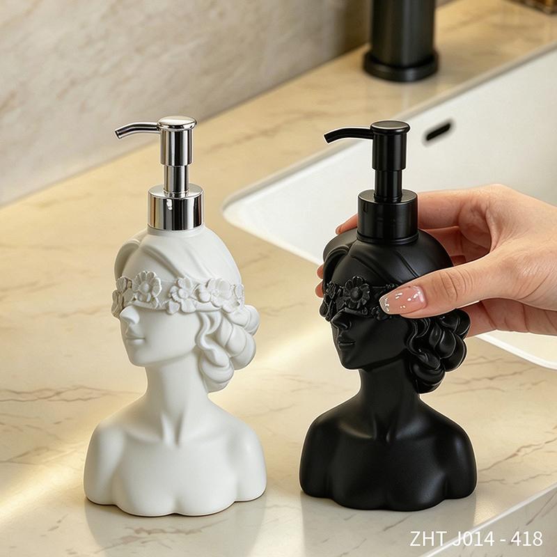 Must-Have Französischer Floraler Augenbinde Dame Büste Harz Seifenspender Pumpe Flasche für Badezimmer Waschbecken Arbeitsplatte Heimdeko Zubehör