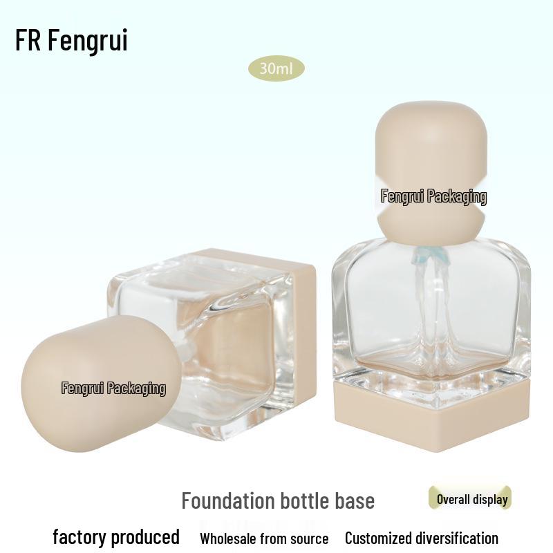 30ml Round Square Foundation/Lotion/Serum/Primer Bottle with Base